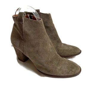 Madewell 39679 Billie Women 6.5 Taupe Suede Leather Side Zip Western Ankle Boots
